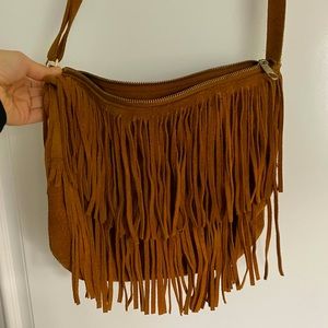 Boho fringe bag - tan brown